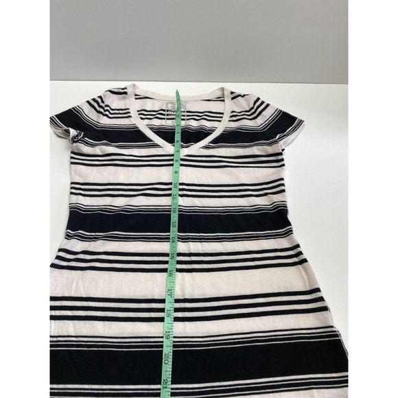 Garage T-shirt Small Womens Black and White Stripped T-Shirt with V-Neck - Picture 4 of 11